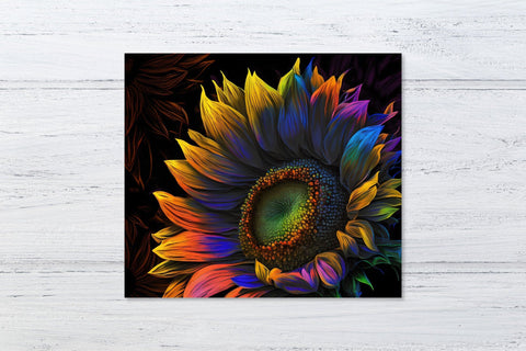 Sunflower tumbler wrap. Rainbow sunflower tumbler design png Sublimation Angelina Semenova 