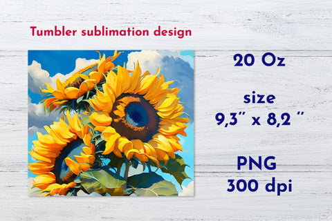 Sunflower tumbler wrap. Sunflower sublimation. 20 Oz tumbler Sublimation Angelina Semenova 