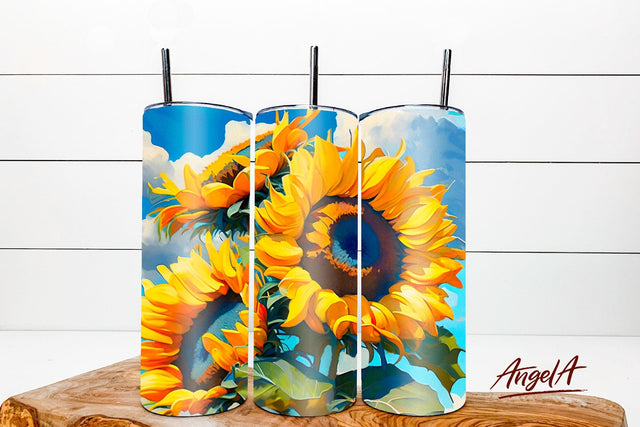 Sunflower tumbler wrap. Sunflower sublimation. 20 Oz tumbler Sublimation Angelina Semenova 