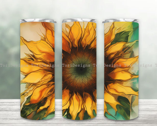 Sunflower Tumbler Wrap, Sunflower Sublimation Designs, Sunflower 20oz Straight Skinny Tumbler Bundle, Seamless Sunflower Tumbler PNG Sublimation ToriDesigns 