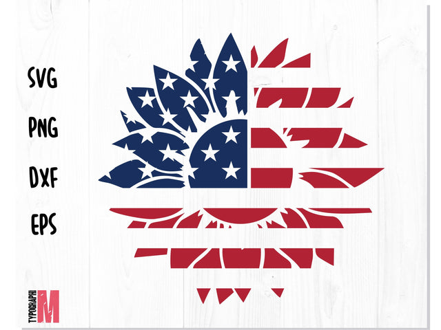 Sunflower USA Flag SVG | Patriotic t shirt design SVG CreativeStudioTM 