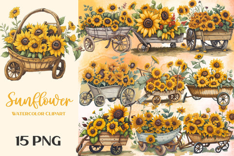 Sunflower Watercolor Clipart Sublimation Rupkotha 