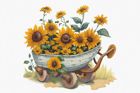 Sunflower Watercolor Clipart Sublimation Rupkotha 