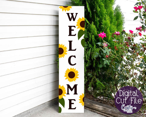Sunflower - Welcome Porch Sign - Summer SVG Crafty Mama Studios 