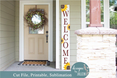 Sunflower Welcome Porch Sign SVG Designs by Jolein 