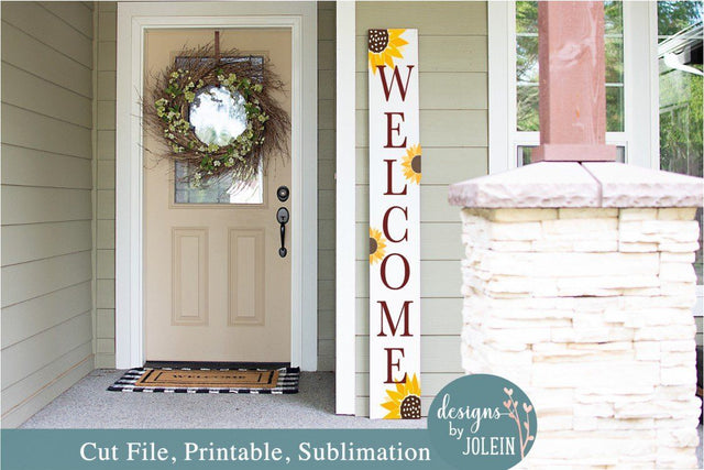 Sunflower Welcome Porch Sign SVG Designs by Jolein 