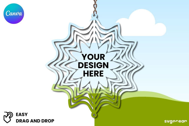 Sunflower Wind Spinner Canva Mockup | Editable | Easy to use Mock Up Photo SvgOcean 