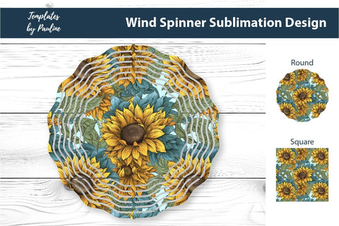 Sunflower Wind Spinner Sublimation Design 1 Sublimation Templates by Pauline 