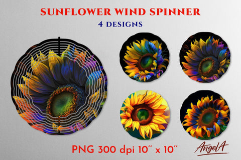 Sunflower wind spinner sublimation. Wind spinner designs PNG Sublimation Angelina Semenova 