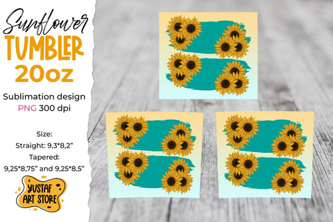 Sunflower with brushstroke tumbler 20 oz sublimation wrap design Sublimation Yustaf Art Store 