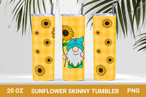 Sunflower with gnome sublimation tumbler Sublimation KMarinaDesign 