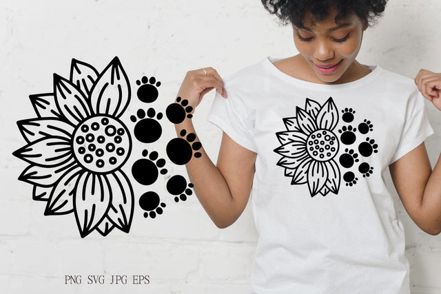 Sunflower with paws SVG Design | Pet lover t-shirt design SVG Pfiffen's World 