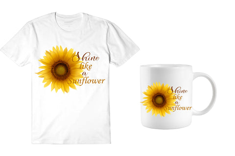 Sunflower with quote Shine like a sunflower, Sublimation png Sublimation LuckyTurtleArt 