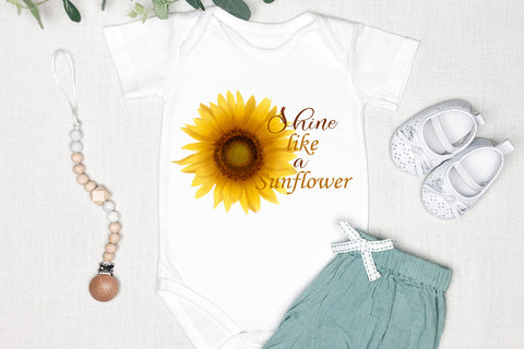 Sunflower with quote Shine like a sunflower, Sublimation png Sublimation LuckyTurtleArt 