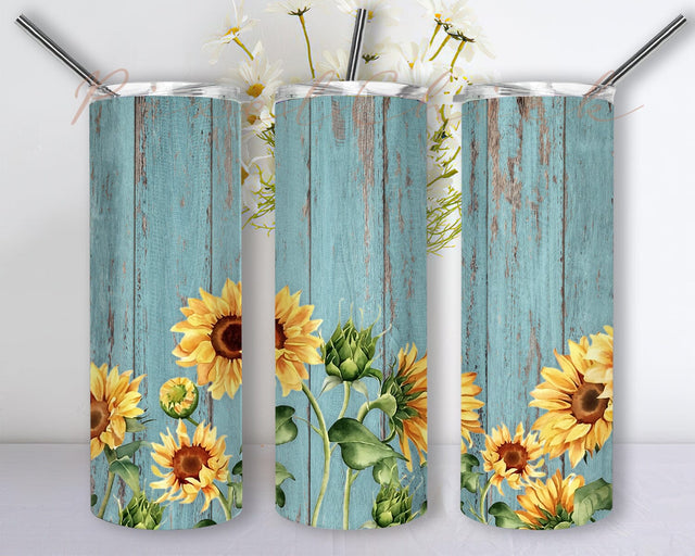 Sunflower Wood 20oz Skinny Tumbler Png, Sunflowers Tumbler Wrap, Floral Tumbler Sublimation, Sunflower Wood Grain Seamless, Tumbler Sunflower, Wood Tumbler Sublimation PixelChick 