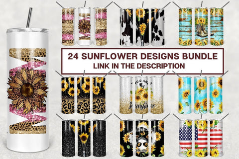 Sunflower Wood Tumbler Designs for 20oz Skinny Tumbler Sublimation PNG Wrap Tumblers - Instant Download Sublimation TumblersByPhill 