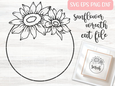 Sunflower Wreath SVG Cut File, Sunflower Monogram SVG, Spring Circle SVG SVG Apple Grove Designs 