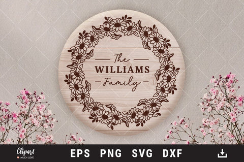 Sunflower wreath SVG, Last name SVG, Flower border & corner SVG, DXF, PNG SVG ClipartMuchLove 