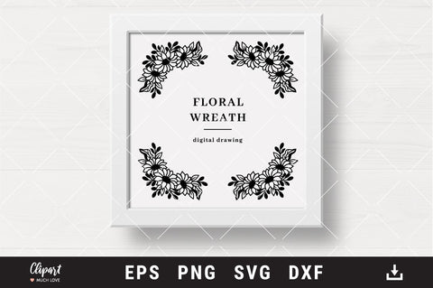 Sunflower wreath SVG, Last name SVG, Flower border & corner SVG, DXF, PNG SVG ClipartMuchLove 