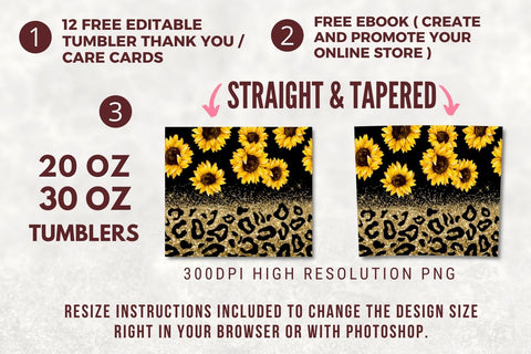 Sunflowers 20 oz Skinny Tumbler Sublimation Bundle, Seamless Tumbler Sublimation Designs Bundle Straight & Tapered PNG Sublimation TumblersByPhill 