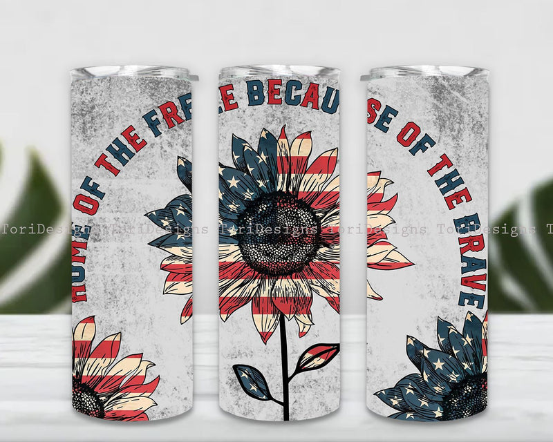 Sunflowers 4th of July Tumbler Wrap,Patriotic 20oz Tumbler PNG Digital Download Sublimation ToriDesigns 