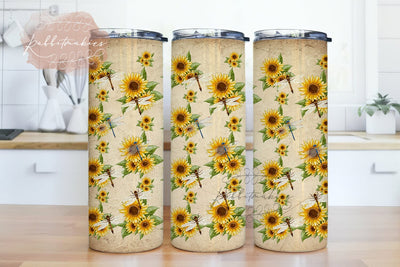 Sunflowers and Dragonfly 20oz Sublimation Tumbler PNG, Digital Download, Dragonfly Tumbler Wrap Sublimation Rabbitmakies 