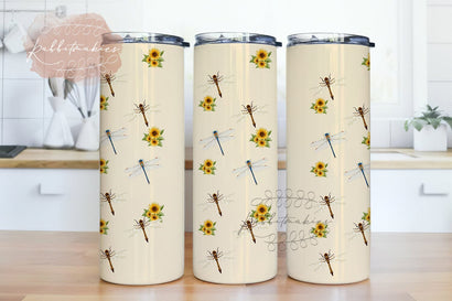 Sunflowers and Dragonfly 20oz Sublimation Tumbler PNG, Digital Download, Dragonfly Tumbler Wrap Sublimation Rabbitmakies 