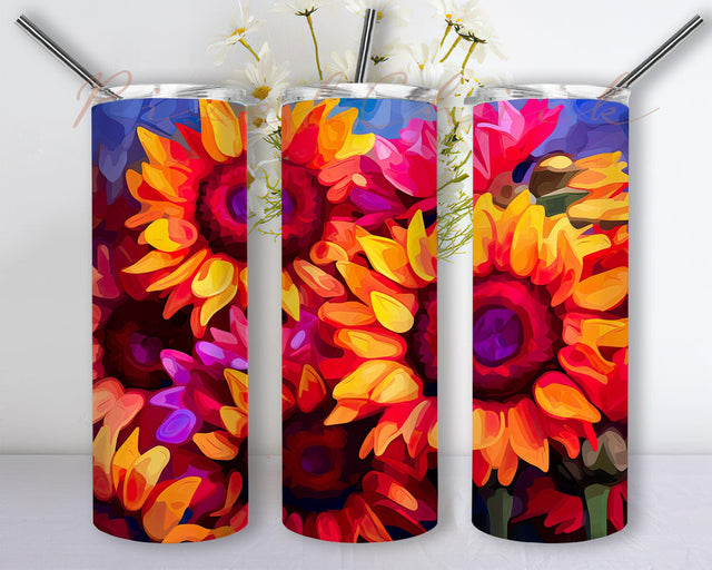 Sunflowers And Roses 20oz Skinny Tumbler Png, Yellow And Red Sunflowers Png, unflower Color Tumbler, Red Sunflower Tumbler, Floral Tumbler, Neon Sunflower Tumbler Sublimation PixelChick 
