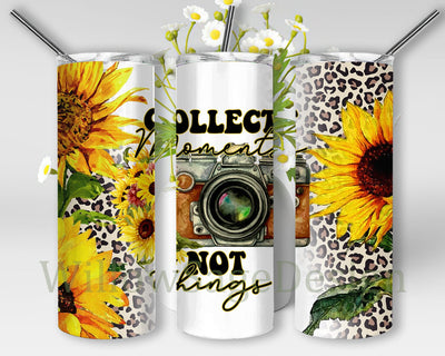 Sunflowers Collect Moments 20oz Skinny Tumbler Png, Sunflower And Leopard Png, Collect Moments Tumbler, Floral Camera Png Sublimation WillowSageDesign 