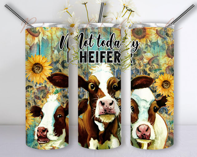 Sunflowers Cow Tumbler Png, Not Today Heifer Cow Tumbler Wrap Cheetah Print Sunflowers Seamless Tumbler Design Sublimation Sublimation PixelChick 