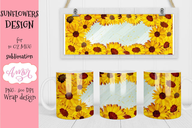 Sunflowers design for 11oz mug sublimation, mug template Sublimation Amorclipart 