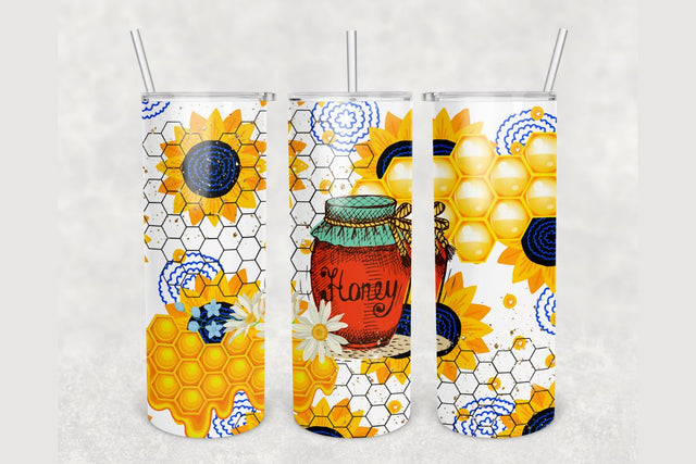 Sunflowers Honey Tumbler sublimation design 20 oz skinny tumbler wrap Sublimation BambinaCreations 