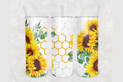 Sunflowers Honeycomb Tumbler sublimation design 20 oz skinny tumbler wrap Sublimation BambinaCreations 