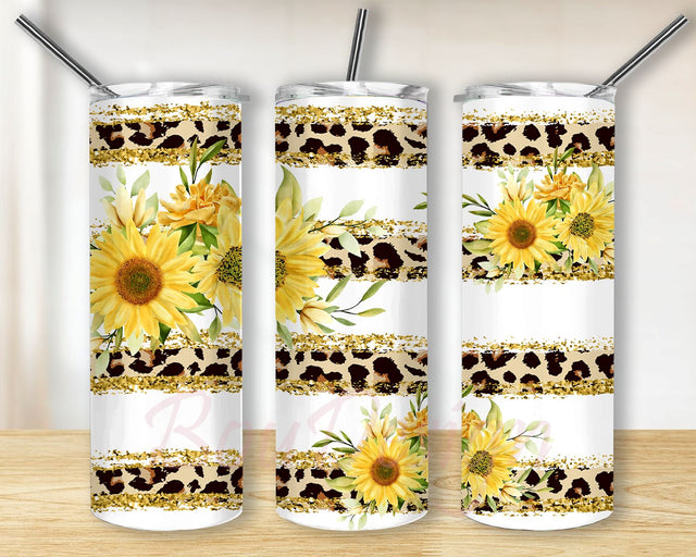 Sunflowers Leopard Print Confetti Gold Cheetah Print Sublimation Tumbler Designs Sublimation BouDesign 