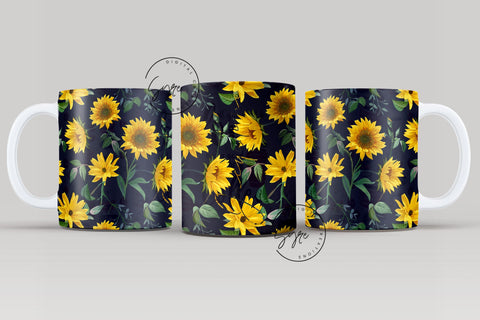 Sunflowers Mug Sublimation Template, Floral Mug Wrap, Flower Sublimation Wrap, 11 & 15 Oz Mug Cricut Press Sublimation Wrap, Mug Gift Idea Sublimation Syre Digital Creations 