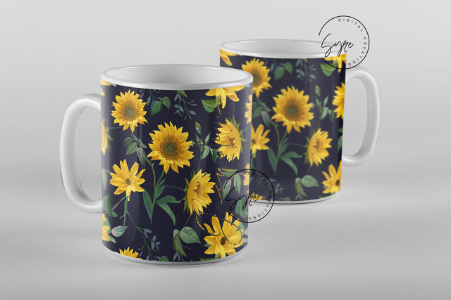 Sunflowers Mug Sublimation Template, Floral Mug Wrap, Flower Sublimation Wrap, 11 & 15 Oz Mug Cricut Press Sublimation Wrap, Mug Gift Idea Sublimation Syre Digital Creations 