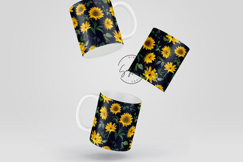 Sunflowers Mug Sublimation Template, Floral Mug Wrap, Flower Sublimation Wrap, 11 & 15 Oz Mug Cricut Press Sublimation Wrap, Mug Gift Idea Sublimation Syre Digital Creations 