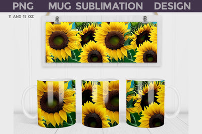 Sunflowers Mug Wrap Sublimation WatercolorColorDream 