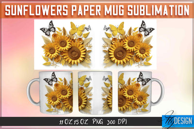 Sunflowers Paper 11 | 15 Oz Mug Sublimation Sublimation Fly Design 
