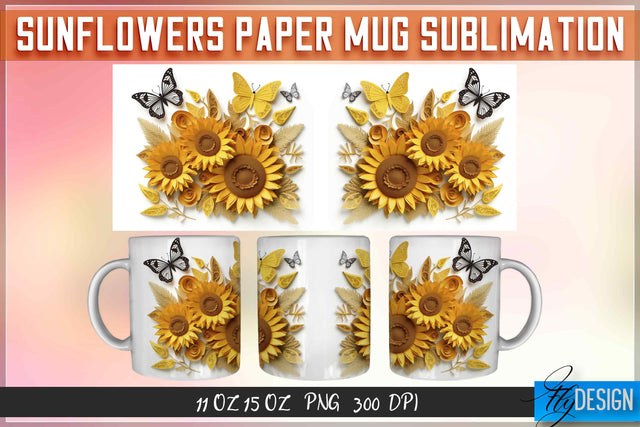 Sunflowers Paper 11 | 15 Oz Mug Sublimation Sublimation Fly Design 