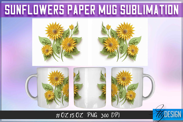 Sunflowers Paper 11 | 15 Oz Mug Sublimation Sublimation Fly Design 