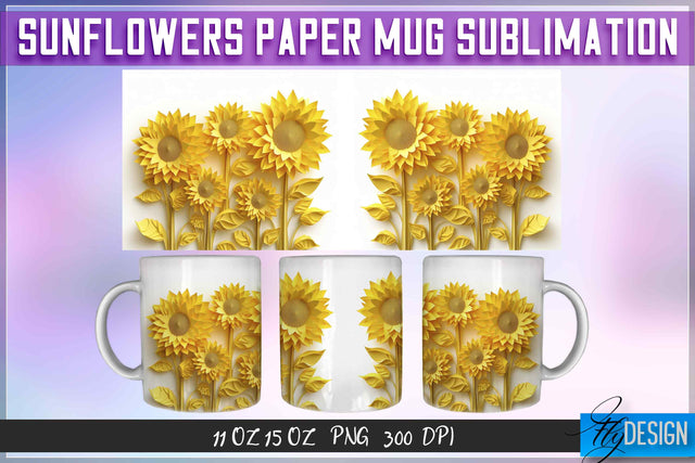 Sunflowers Paper 11 | 15 Oz Mug Sublimation Sublimation Fly Design 