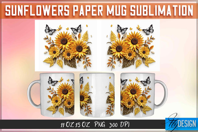 Sunflowers Paper 11 | 15 Oz Mug Sublimation Sublimation Fly Design 