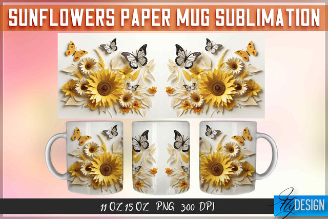 Sunflowers Paper 11 | 15 Oz Mug Sublimation Sublimation Fly Design 