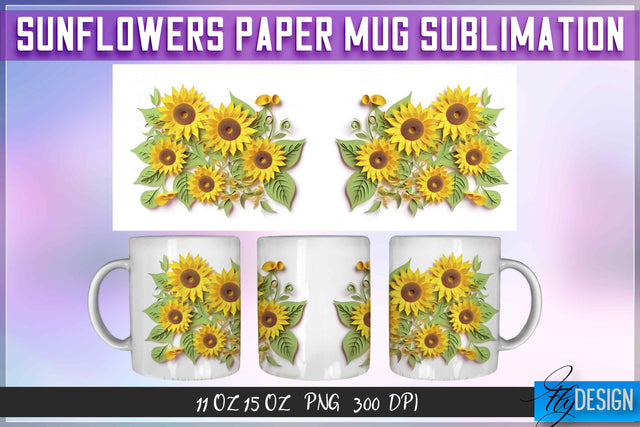 Sunflowers Paper 11 | 15 Oz Mug Sublimation Sublimation Fly Design 