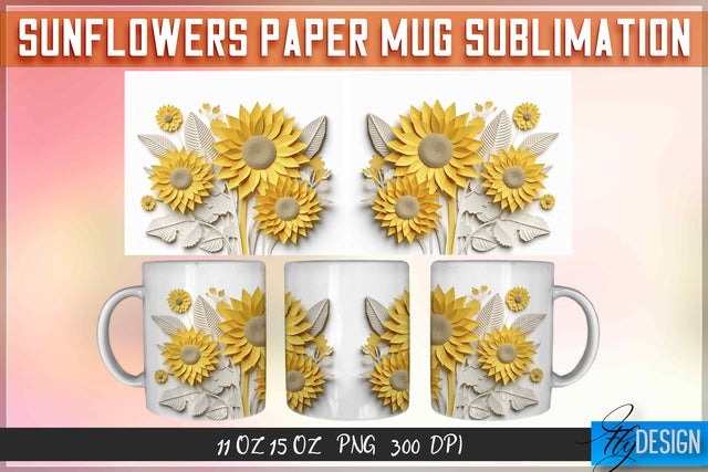 Sunflowers Paper 11 | 15 Oz Mug Sublimation Sublimation Fly Design 