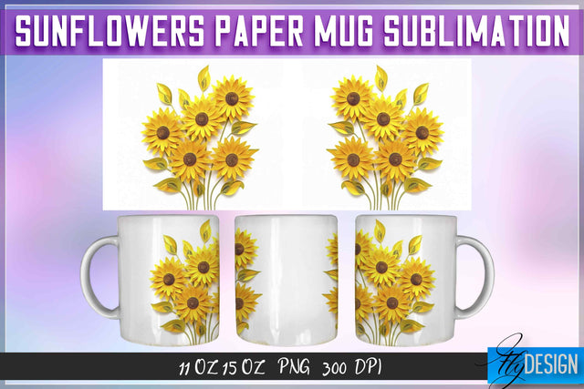 Sunflowers Paper 11 | 15 Oz Mug Sublimation Sublimation Fly Design 