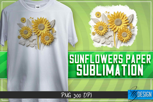 Sunflowers Paper Sublimation | T-Shirt Design Sublimation Fly Design 