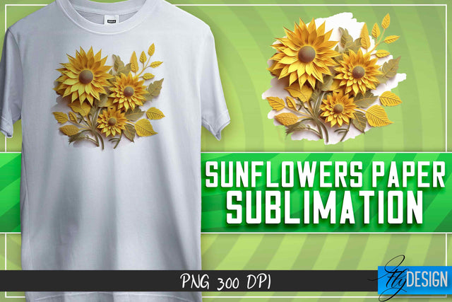 Sunflowers Paper Sublimation | T-Shirt Design Sublimation Fly Design 