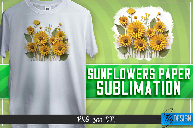 Sunflowers Paper Sublimation | T-Shirt Design Sublimation Fly Design 
